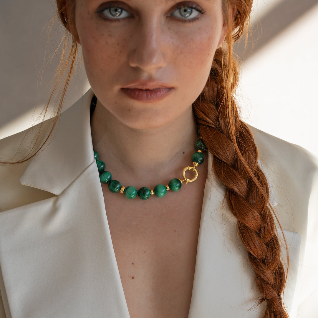 Colier Verdana Malachit, Argint Aurit