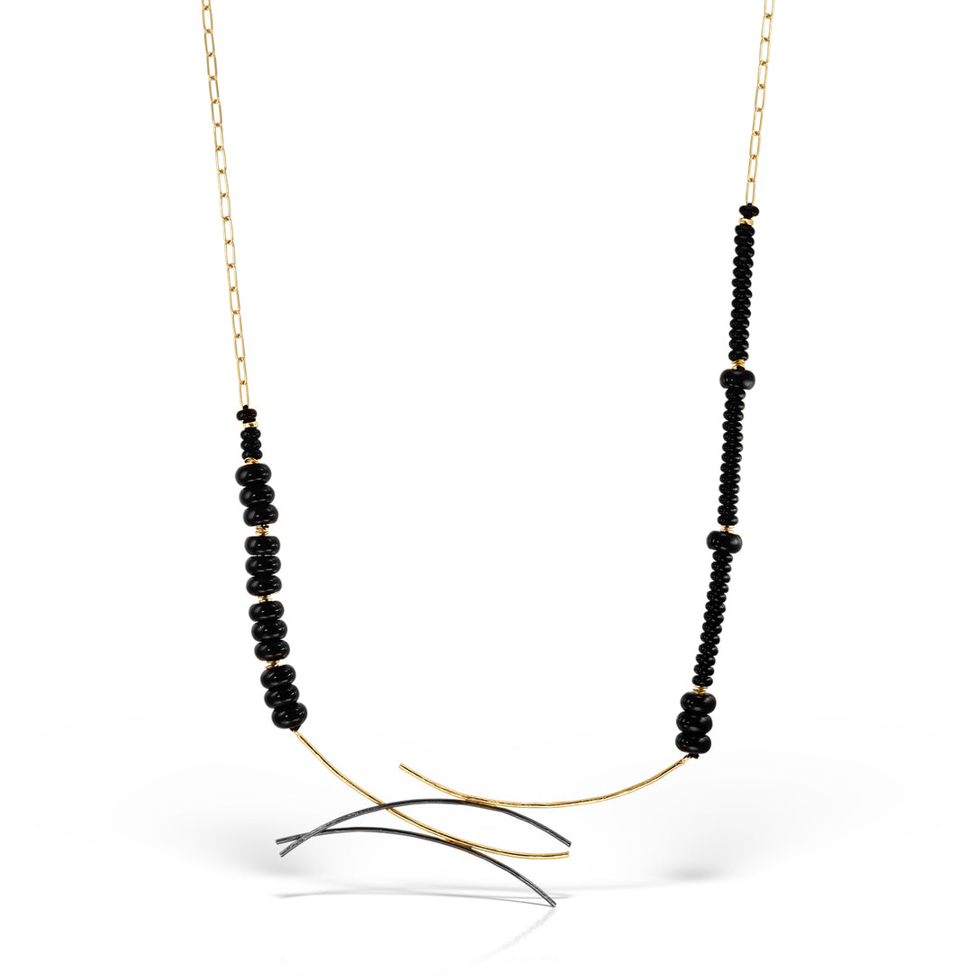 Colier Avalon Onix, Argint Aurit