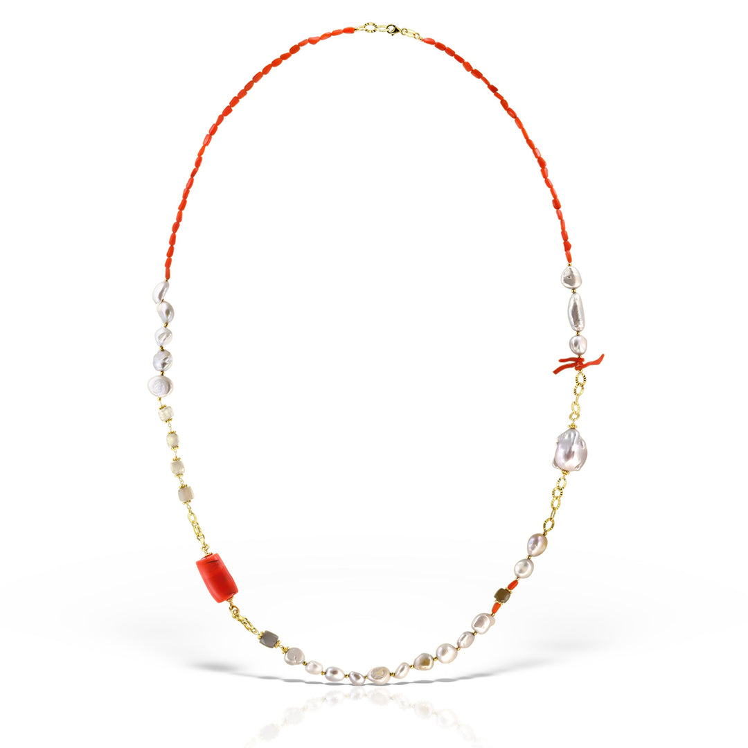 Colier Wildfire & Pearls, Argint Aurit