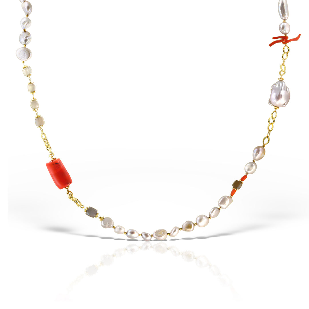 Colier Wildfire & Pearls, Argint Aurit