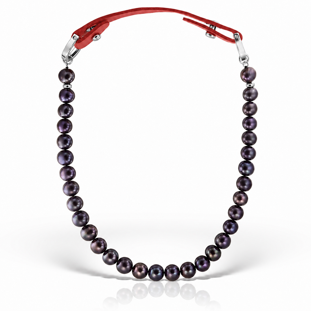 Colier Arden S Aubergine, Perle si Piele