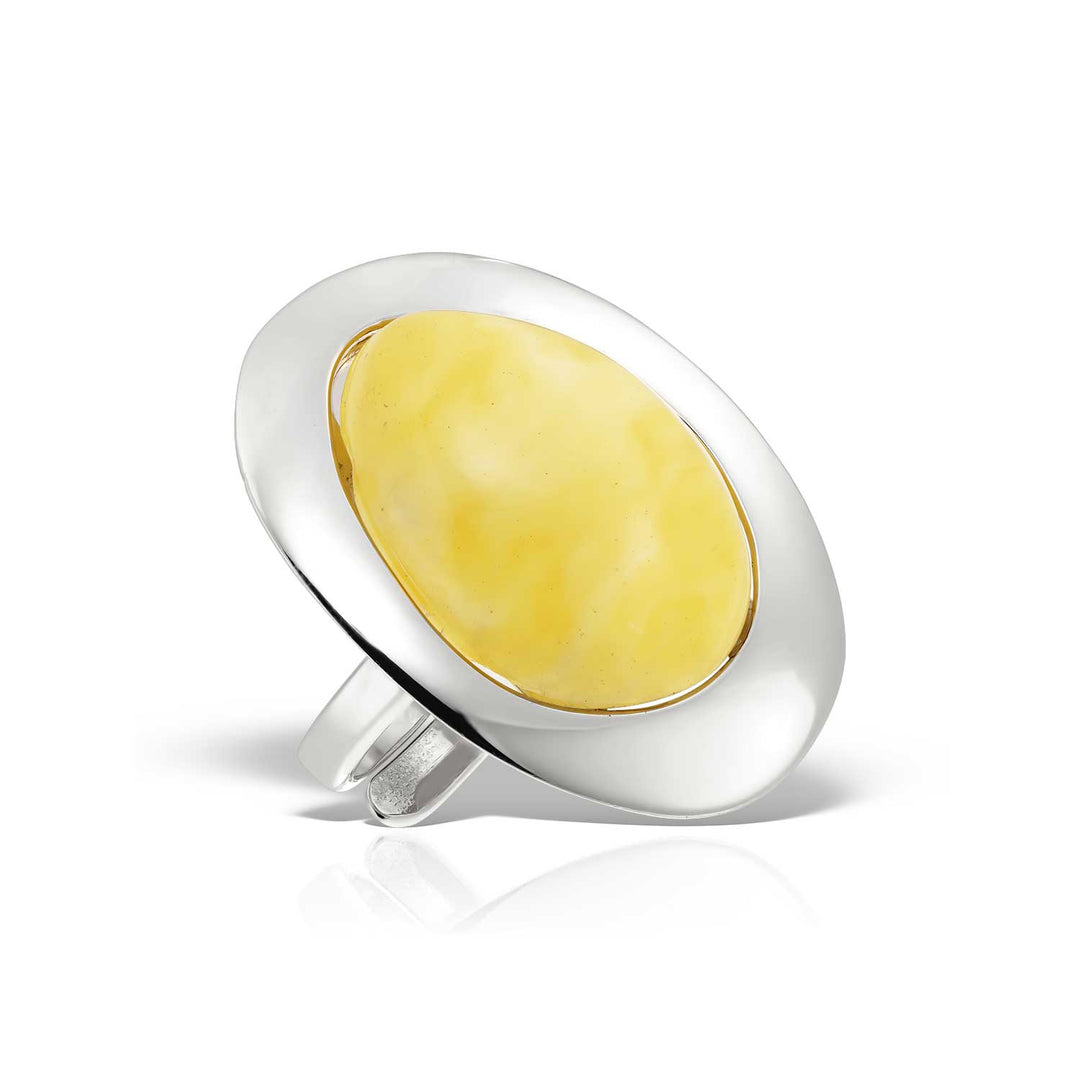 Inel Amber On a Plate, Argint