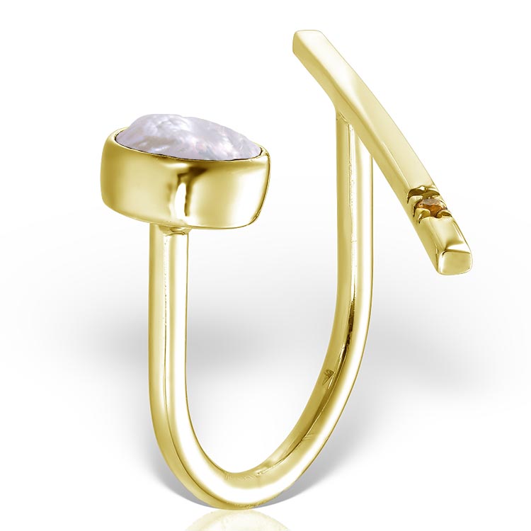 Minori Pearl Ring in Gilded Silver