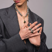 Inel Monolith Moldavit, Argint