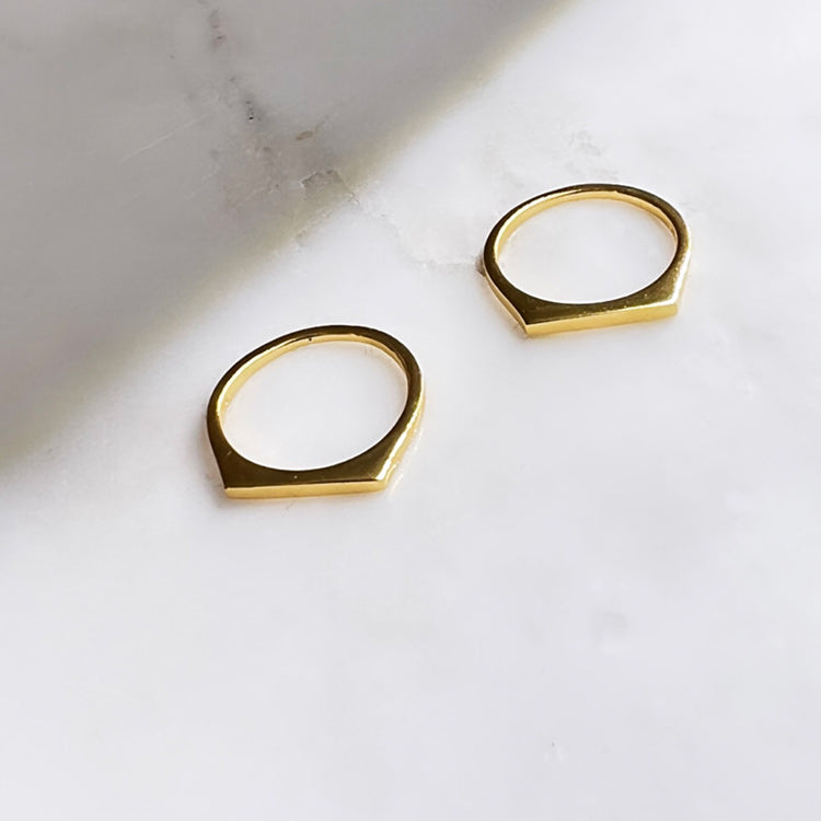 Upside Flat Ring in Gilded Silver