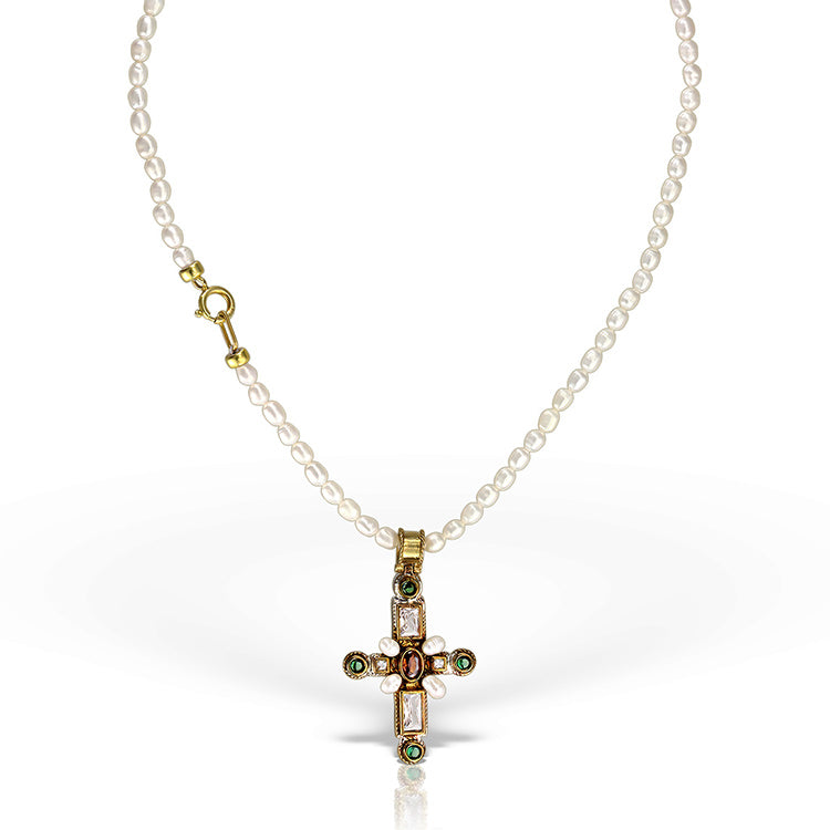 Monasterio Necklace in Pearls, Silver Gilt