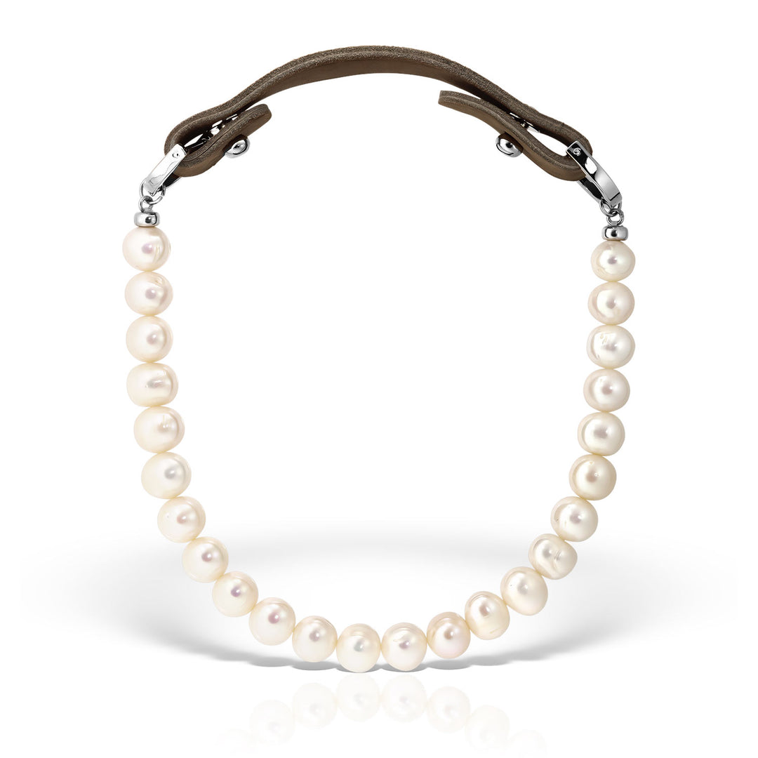 Arden S Necklace, Pearls and Leather