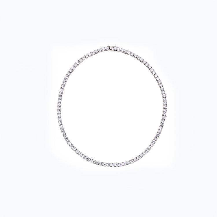 Necklace Tennis Round Cut 25 in Silver