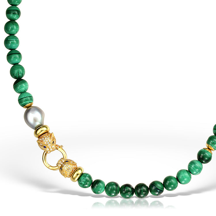 ValVerde Malachite Necklace, Gilded Silver