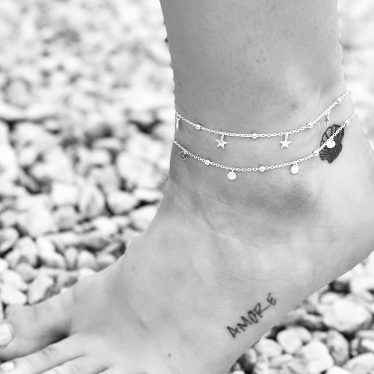 Salba Foot Bracelet with Silver Stars