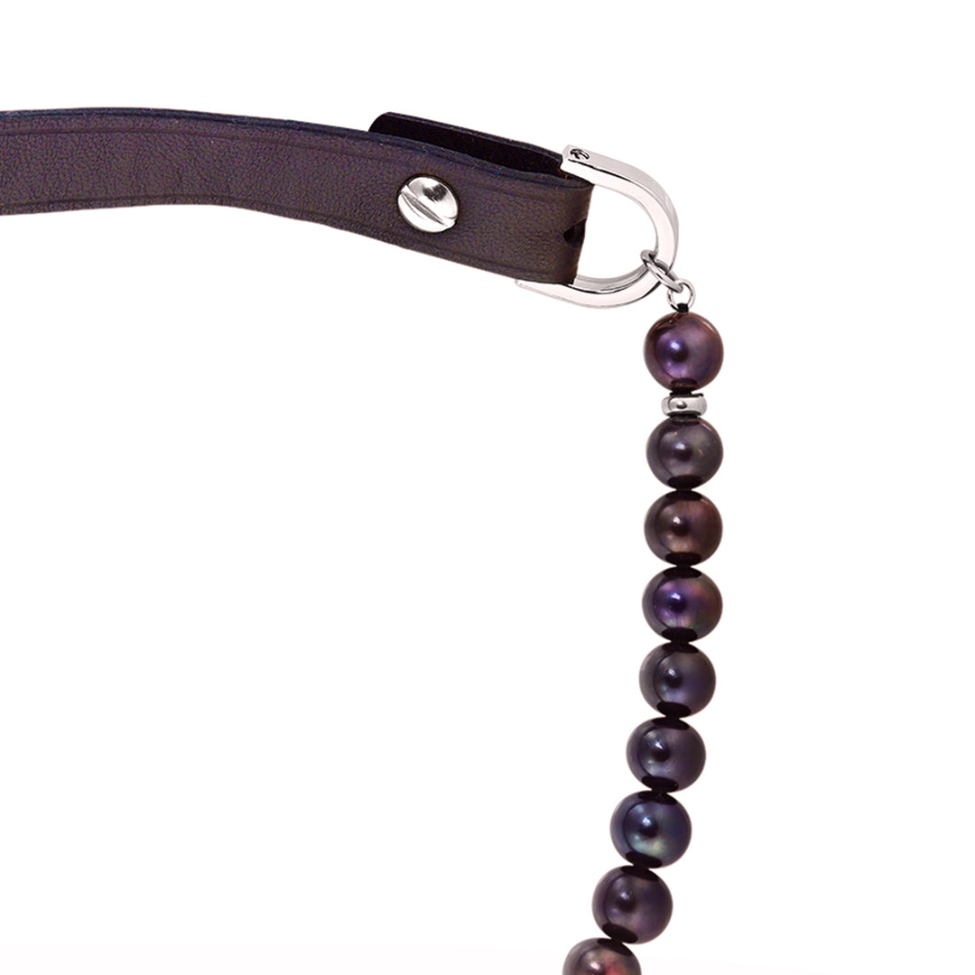 Colier Aerin M Aubergine, Perle si Piele