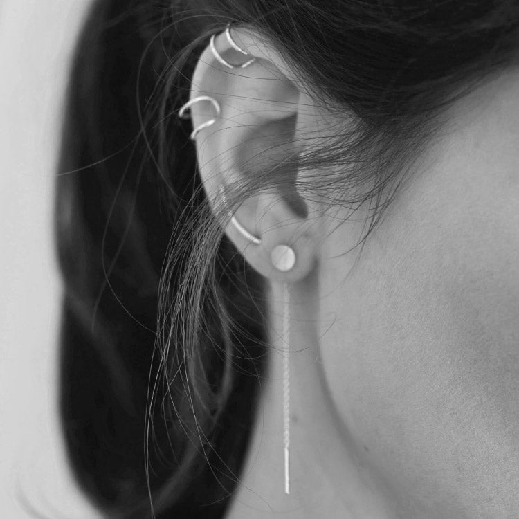 Silver Linear Earcuff Earrings