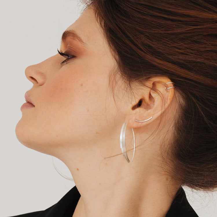 Silver Linear Earcuff Earrings