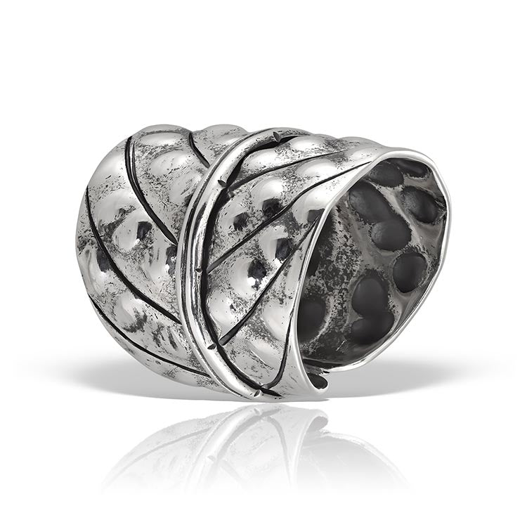 Lyrate Band Ring, Silver