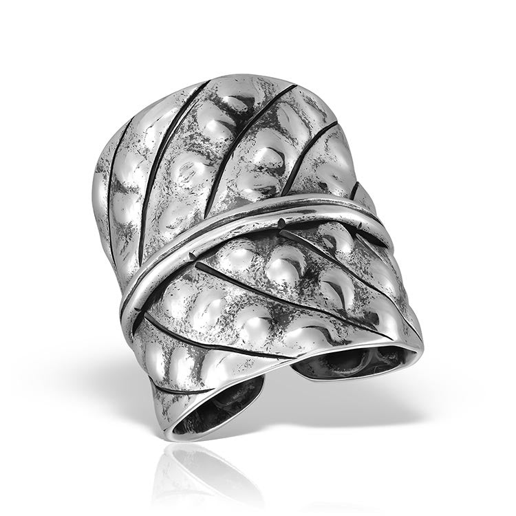 Lyrate Band Ring, Silver