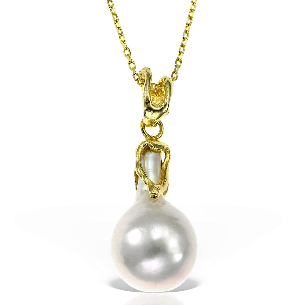 One Pearl Disorder Necklace in Gold Plated Silver