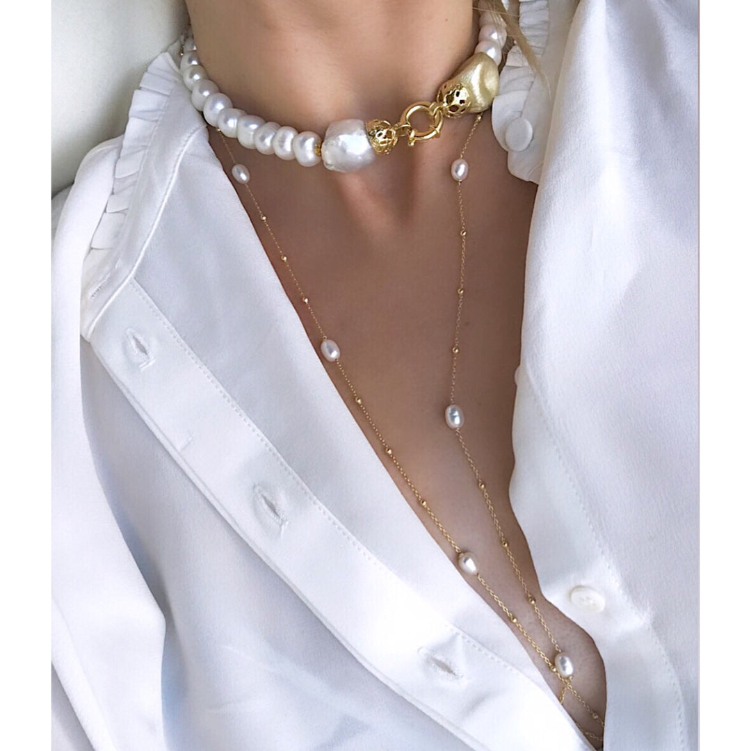 The Pearl Connection Necklace, Gold Plated Silver